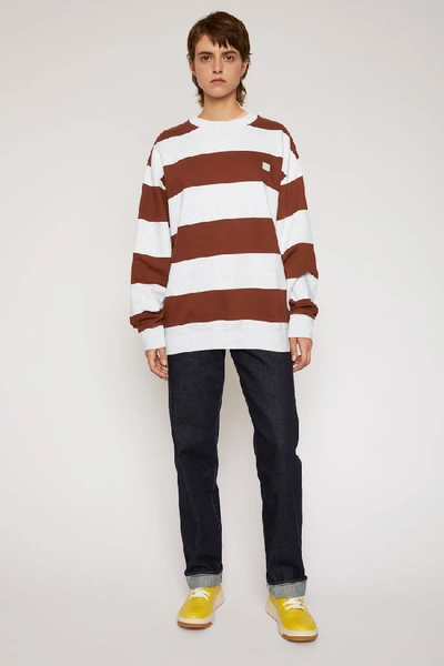 Shop Acne Studios Striped Sweatshirt Cognac Brown