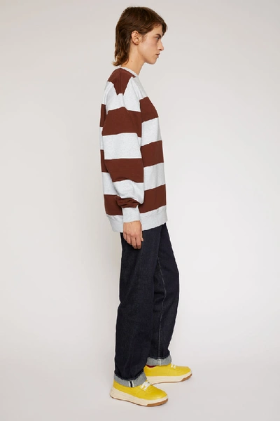 Shop Acne Studios Striped Sweatshirt Cognac Brown