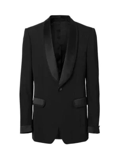 Shop Burberry Wool Murberry Silk Lapel Tuxedo Jacket In Black