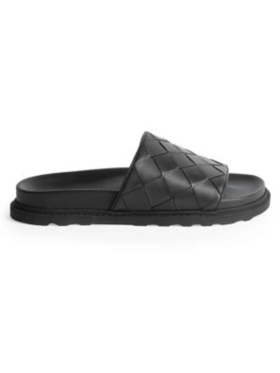 Shop Bottega Veneta Speedster Leather Slide Sandals In Nero