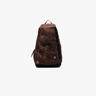 Shop Stone Island Logo Print Backpack In Brown