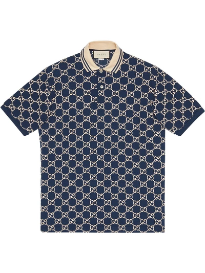 Shop Gucci Cotton Polo Shirt In Blue