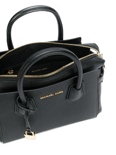 Shop Michael Michael Kors Mercer Small Leather Handbag In Black