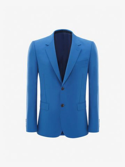 Shop Alexander Mcqueen Selvedge Wool Mohair Jacket In Cobalt
