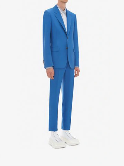 Shop Alexander Mcqueen Selvedge Wool Mohair Jacket In Cobalt