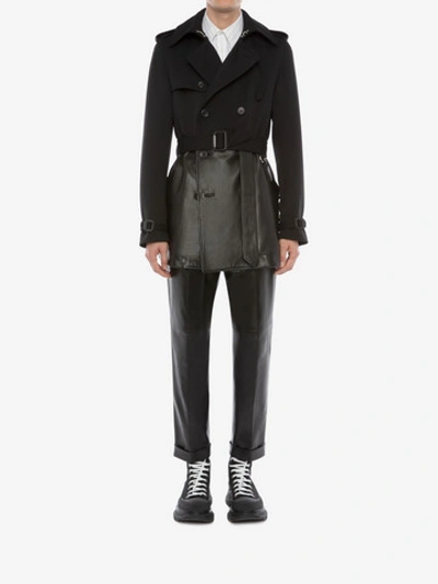 Shop Alexander Mcqueen Hybrid Cropped Peacoat In Black