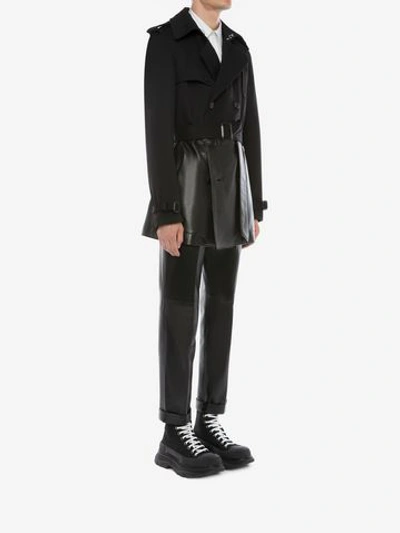 Shop Alexander Mcqueen Hybrid Cropped Peacoat In Black