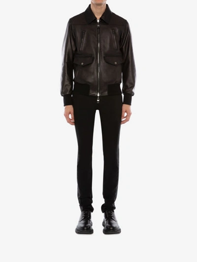 Shop Alexander Mcqueen Reversible Leather Bomber Jacket In Black