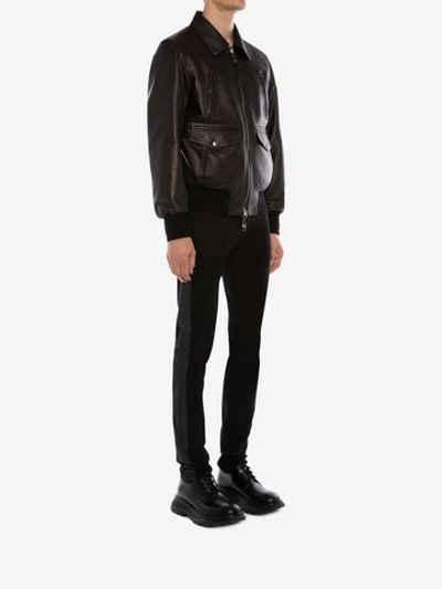 Shop Alexander Mcqueen Reversible Leather Bomber Jacket In Black