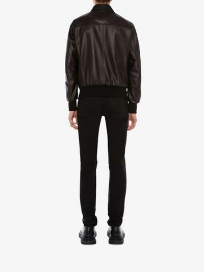 Shop Alexander Mcqueen Reversible Leather Bomber Jacket In Black