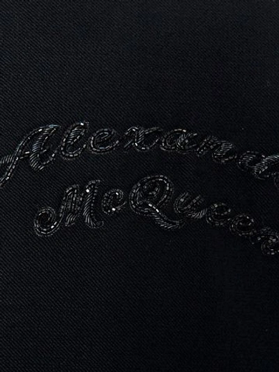 Shop Alexander Mcqueen Crystal Embroidered Wool Blouson In Black