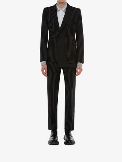 Shop Alexander Mcqueen Pinstripe Pants In Black/white