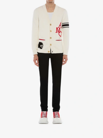 Shop Alexander Mcqueen Americana Cardigan In Ivory/red