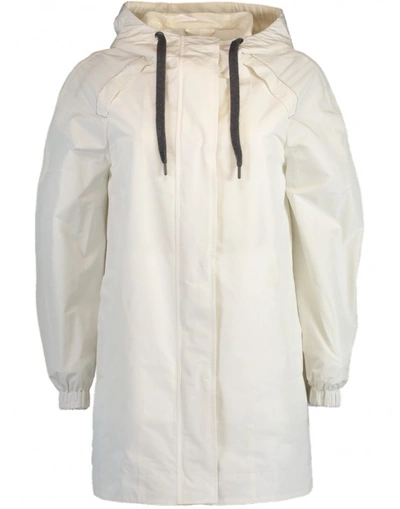 Shop Brunello Cucinelli Chalk Hooded Taffeta Jacket