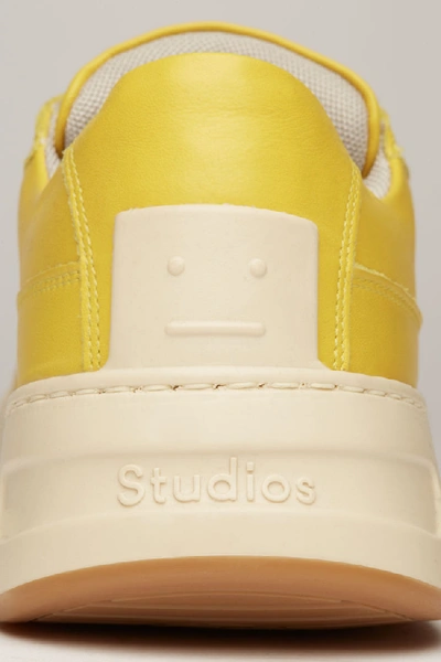 Shop Acne Studios Steffey Lace Up1 Yellow/white In Lace-up Sneakers
