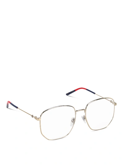 Shop Gucci Gold-tone Metal Eyeglasses