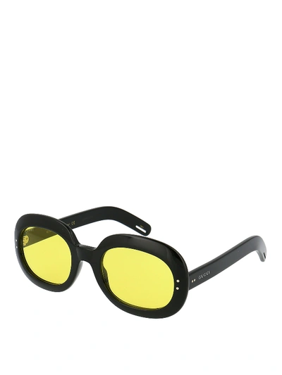 Shop Gucci Black Oval Sunglasses