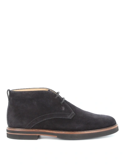 Shop Tod's Suede Desert Boots In Black