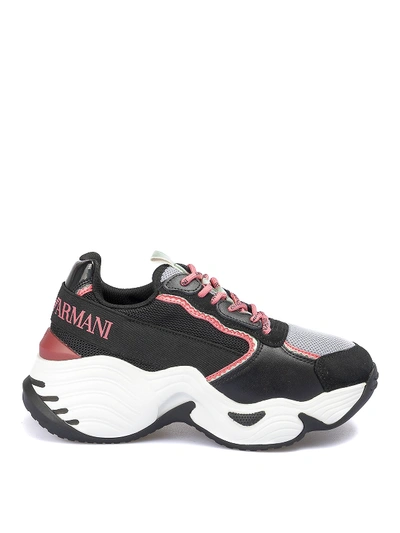 Shop Emporio Armani Pink And Black Sneakers