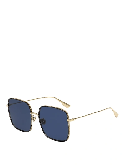 Shop Dior By Dark Lens Squared Sunglasses In Gold