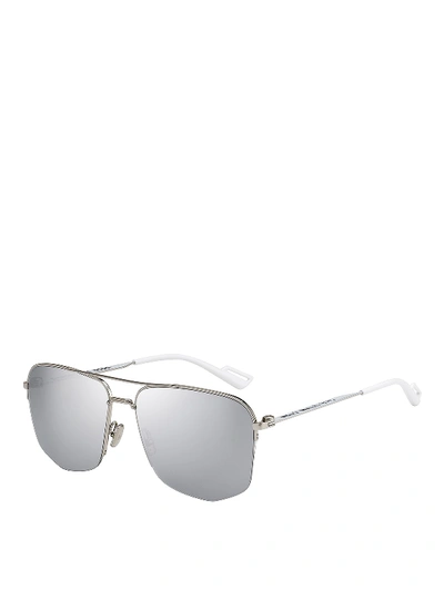 Shop Dior Mirrored Lens Sunglasses In Silver