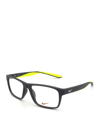 Shop Nike Black And Fluo Squared Eyeglasses