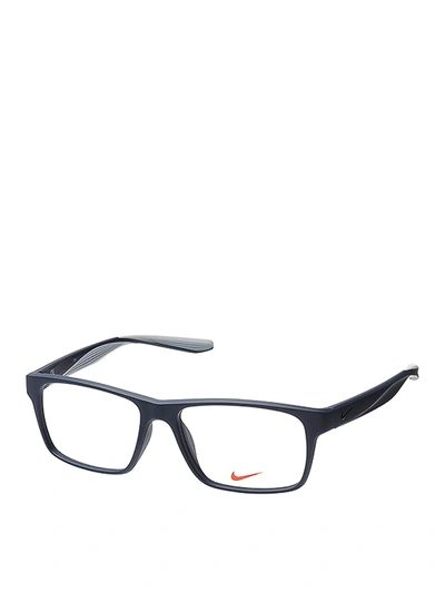 Shop Nike Two-tone Squared Eyeglasses In Dark Blue