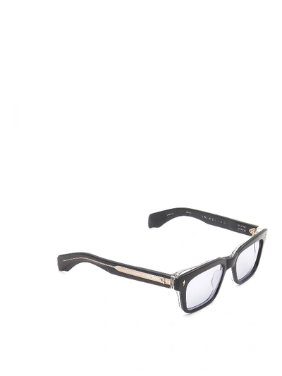 Shop Jacques Marie Mage Blue Lenses Black And Gold Sunglasses