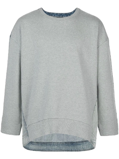 Shop Mostly Heard Rarely Seen Denim Back Sweatshirt In Grey