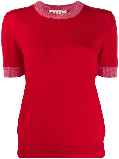 Shop Marni Knitted Slim-fit Top In Red