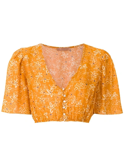 Shop Clube Bossa Runa Printed Crop Blouse In Orange