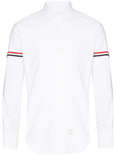 Shop Thom Browne Hemd Mit Gestreifter Armbinde In White