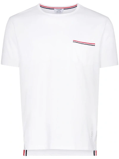 Shop Thom Browne Tri-stripe Detail T-shirt In White