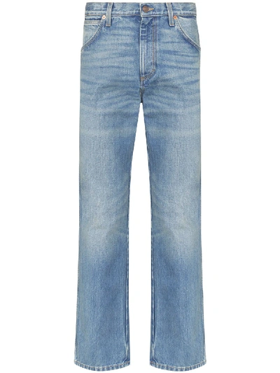 Shop Gucci Faded Straight-leg Jeans In Blue
