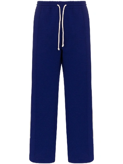 Shop Gucci Gg Stripe Straight-leg Track Pants In Blue
