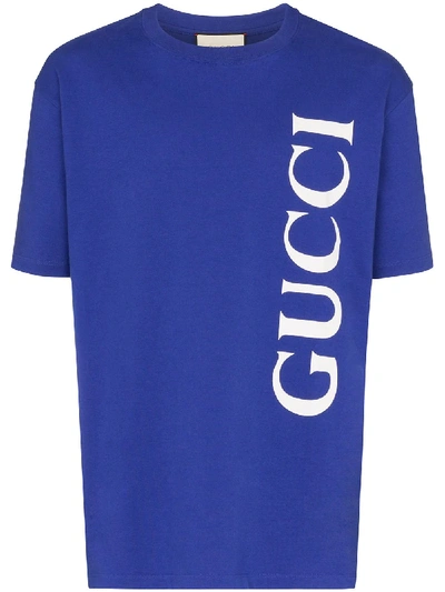 Shop Gucci Logo-print T-shirt In Blue