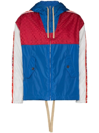 Shop Gucci Gg Stripe Reflective Jacket In Blue