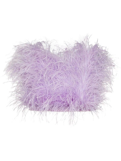 Shop Attico Ostrich Feather Bandeau Top In Purple