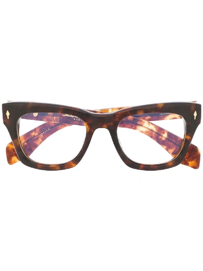 Shop Jacques Marie Mage Tortoiseshell Framed Glasses In 棕色