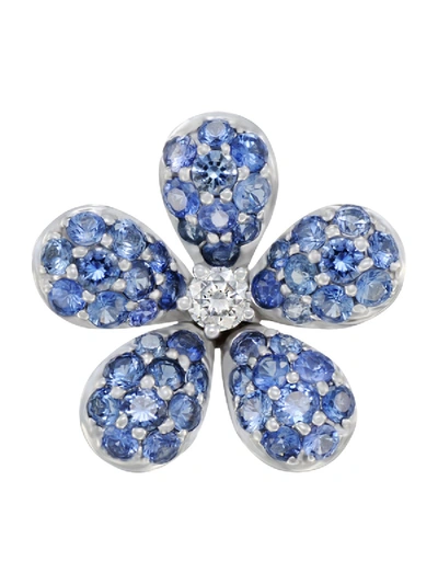 Shop Mio Harutaka Blue Sapphire & Diamond Flower Earring