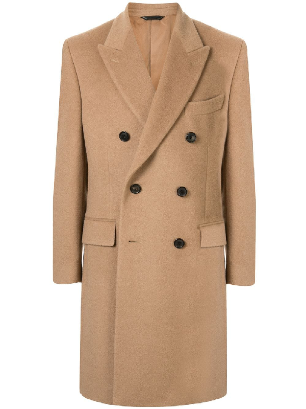 Gieves & Hawkes Double-breasted Mid-length Coat In Brown | ModeSens