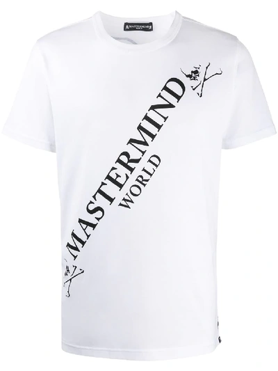 Shop Mastermind Japan Diagonal Logo Print T-shirt In White