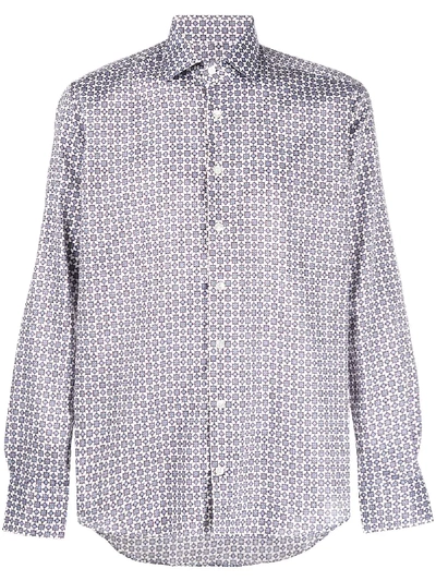 Shop Etro Long-sleeved Micro Print Shirt In Blue