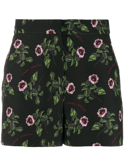 Shop Valentino X Undercover Rose And Lips Shorts In Black