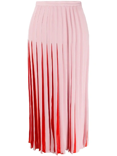 Shop Valentino Two-toned Pleated Skirt In Pink