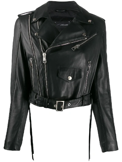 Manokhi Cropped Biker Jacket In Black