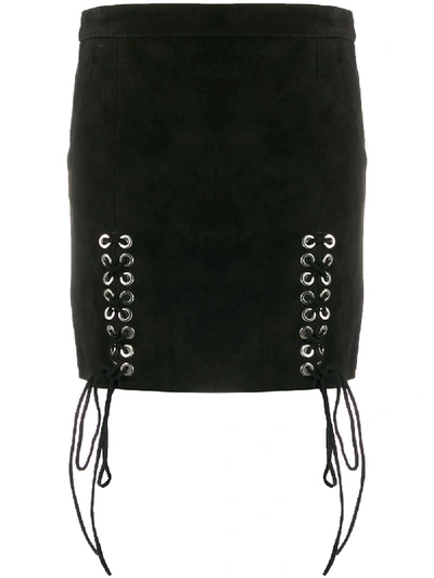 Shop Manokhi Lace-up Mini Skirt In Black