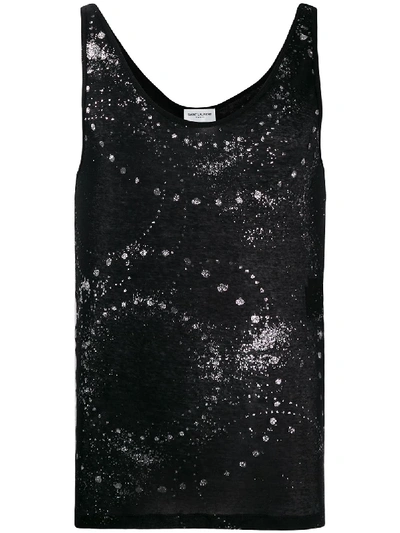 Shop Saint Laurent Ink Stains Tank Top In Black