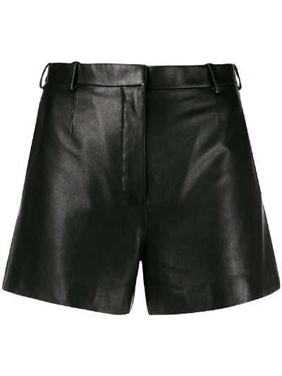 Shop Lanvin Tailored Leather Shorts In Black