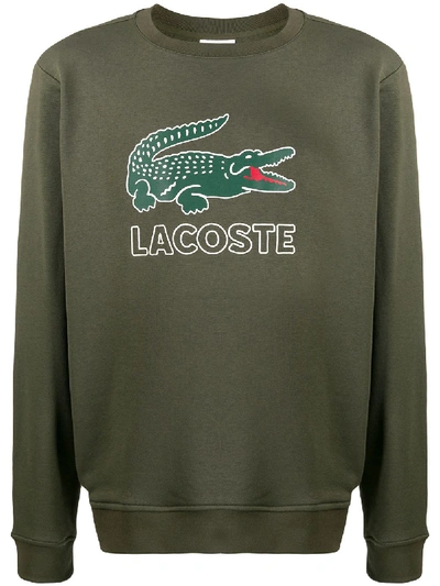 Shop Lacoste Printed Logo Jumper In Green